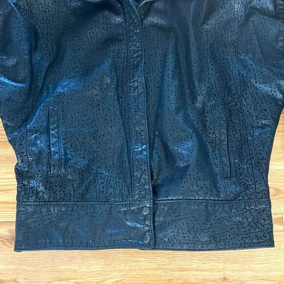 Gino di Giorgio by Comint Vintage Leather Jacket Womens Medium Black Bomber - Picture 2 of 10